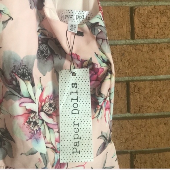 🌸PAPER DOLL🌸NWT FLORAL PENCIL HALTER NECK DRESS - Picture 8 of 9